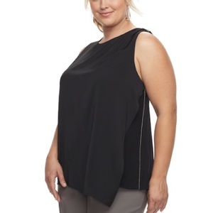 Apt. 9 Black Asymmetrical Blouse with Gold Detail
